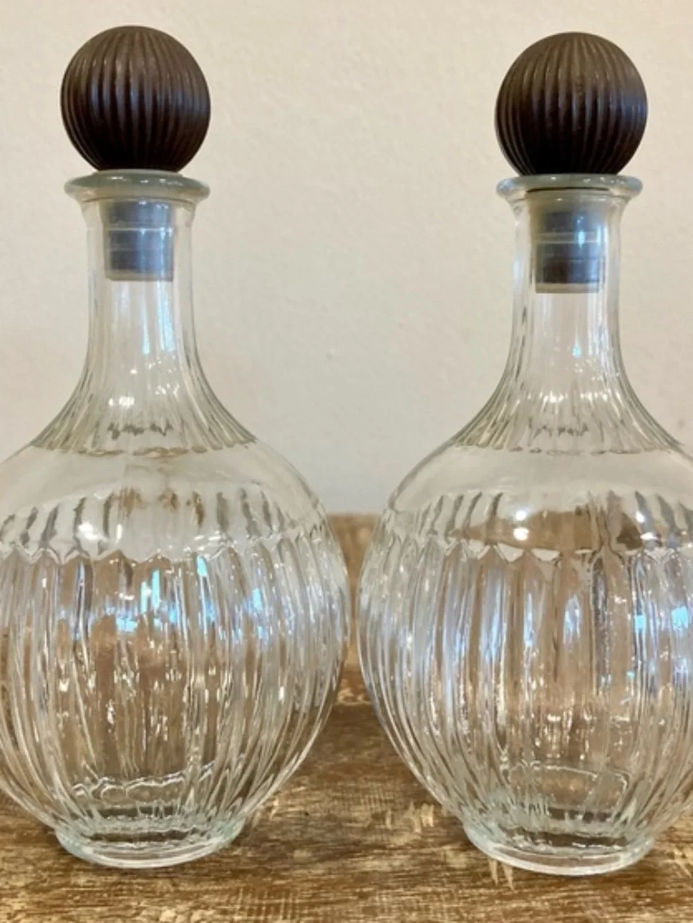 [Vintage/1950s] JPI NYC Ribbed Glass Vanity Bottles / Decanters (Set of 2)